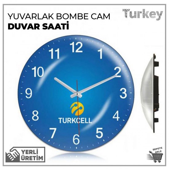 Yuvarlak Bombe Cam Duvar Saati